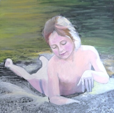 Pintura titulada "Lou frôlant le fil…" por Yannick Amélie Jan, Obra de arte original, Oleo