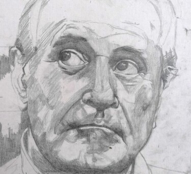 Drawing titled "Portrait d'homme du…" by Yannick Amélie Jan, Original Artwork, Graphite