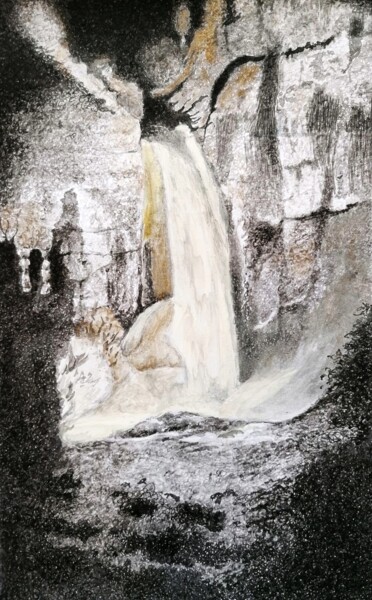 Malerei mit dem Titel "Rochecolombe, la ca…" von Yannick Amélie Jan, Original-Kunstwerk, Aquarell