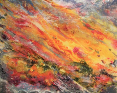 Картина под названием ""Nébuleuse"" - Yannick Bernard, Подлинное произведение искусства, лак Установлен на Деревянная рама д…