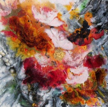 Картина под названием "fleurs" - Yannick Bernard, Подлинное произведение искусства, лак Установлен на Деревянная рама для но…