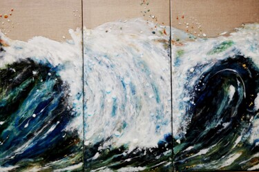 Pittura intitolato ""L'élan triptyque"" da Yannick Bernard, Opera d'arte originale, Lacca Montato su Telaio per barella in l…