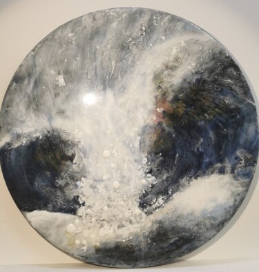 Pintura intitulada ""éclat de vague"" por Yannick Bernard, Obras de arte originais, Laca Montado em Armação em madeira
