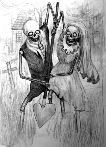 A deux c'est mieux .. Dessin intitulée "A deux c'est mieux…" par Yannick Duriez, Œuvre d'art originale, Crayon