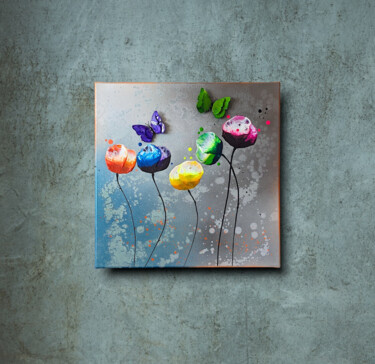 Malerei mit dem Titel "four times flowerin…" von Yannick Leniger, Original-Kunstwerk, Acryl