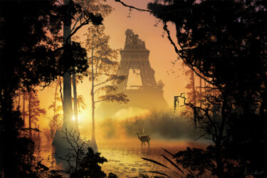 Arte digital titulada "Tour Eiffel dans la…" por Yannick Monget, Obra de arte original, Pintura Digital