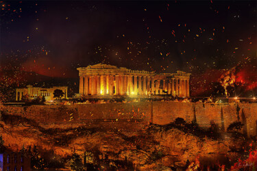 Digital Arts με τίτλο "Athènes" από Yannick Monget, Αυθεντικά έργα τέχνης, Ψηφιακή ζωγραφική