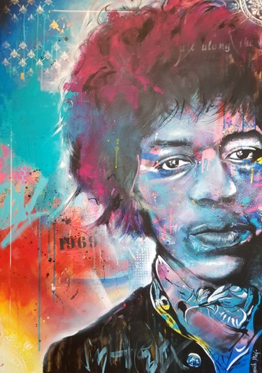 Peinture intitulée "Jimi Hendrix "hey j…" par Yannick Boid, Œuvre d'art originale, Acrylique