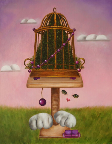 Schilderij getiteld "Cats in Wonderland" door Yannis Noelle C., Origineel Kunstwerk, Olie