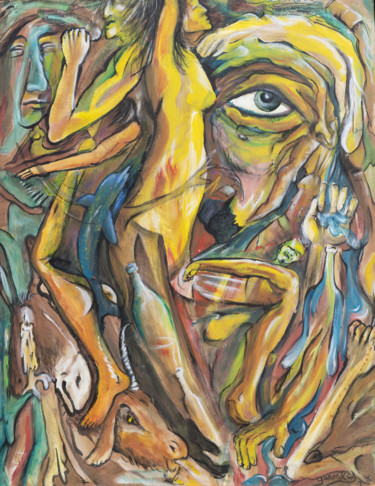 Peinture intitulée "l 'oeil perdu" par Yanosky, Œuvre d'art originale, Acrylique