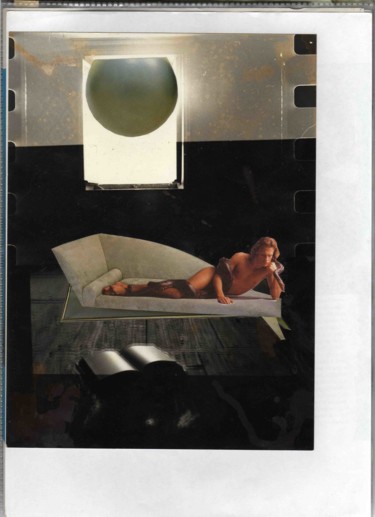 Collagen mit dem Titel "la lecture" von Yanosky, Original-Kunstwerk, Collagen