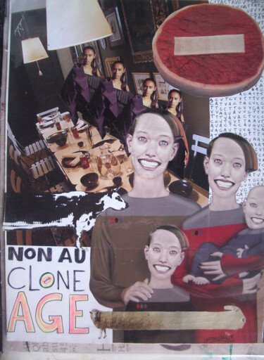 Collages titled "non au clone age" by Yanosky, Original Artwork, Collages