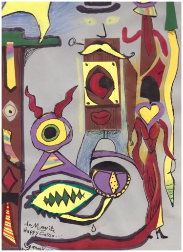 Collages intitulée "de magritte happy c…" par Yanosky, Œuvre d'art originale, Collages