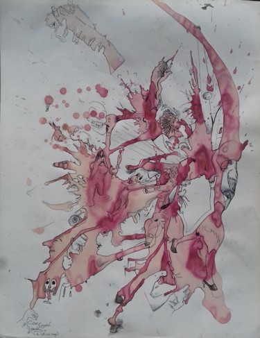 Drawing titled "crime organisé" by Yanosky, Original Artwork, Ink