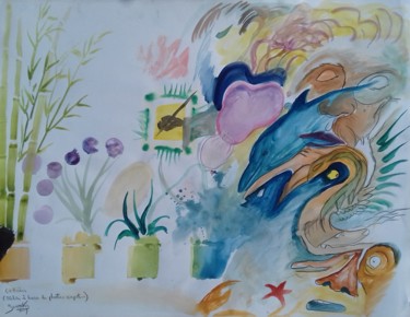 Dessin intitulée "délire à base de pl…" par Yanosky, Œuvre d'art originale, Aquarelle