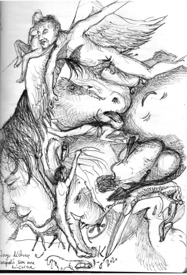 Desenho intitulada "ange déchue" por Yanosky, Obras de arte originais, Canetac de aerossol