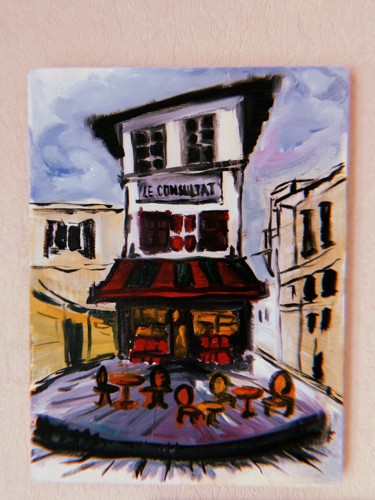 Painting titled "Cafe de Paris" by Yana N, Original Artwork, Oil