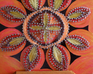 Nyema (Soleil) Art textile intitulée "Nyema (Soleil)" par Muriel Courtioux, Œuvre d'art originale, Fil