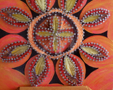 Textile Art titled "Nyema (Soleil)" by Muriel Courtioux, Original Artwork, Thread