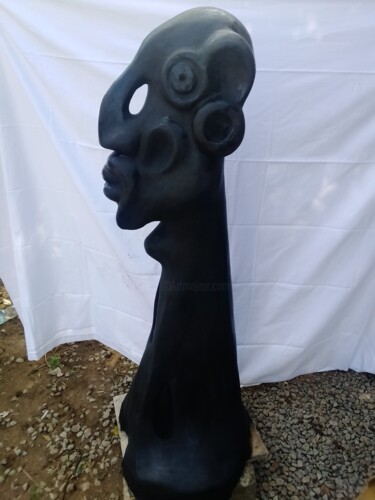 Sculpture titled "Black Man" by Yao Nda Olivier Meh, Original Artwork, Cement