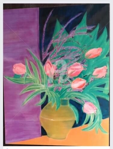 Schilderij getiteld "Le bouquet de bruyè…" door Yapa Bandara, Origineel Kunstwerk, Pastel Gemonteerd op Andere stijve panelen