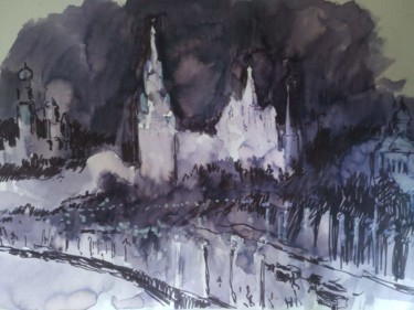 Σχέδιο με τίτλο "Москва" από Ярослав Сологубов, Αυθεντικά έργα τέχνης, Ακουαρέλα