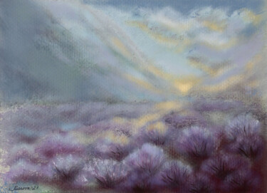 Heather valley landscape Arts numériques intitulée "Heather valley land…" par Yara Miasova, Œuvre d'art originale, Peinture numérique