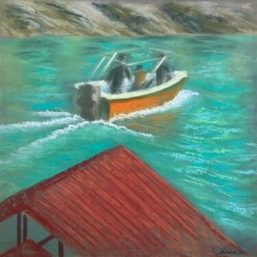 Disegno intitolato "Sailing on a yacht…" da Yara Miasova, Opera d'arte originale, Pastello