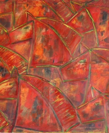 Pintura intitulada ""El Código Rojo"" por Margarita Yarmats, Obras de arte originais