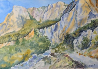 Картина под названием "Дорога в горах" - Galina Yarovikova, Подлинное произведение искусства, Акварель