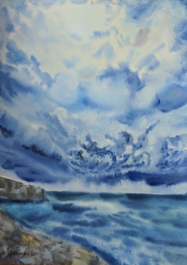 Картина под названием "Облака" - Galina Yarovikova, Подлинное произведение искусства, Акварель