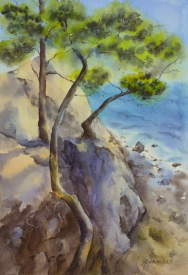 Peinture intitulée "Pines" par Galina Yarovikova, Œuvre d'art originale, Aquarelle