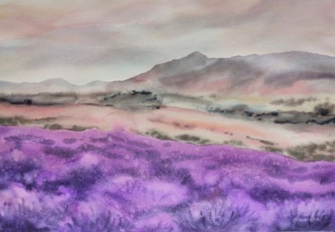 Pittura intitolato "Lavender evening" da Galina Yarovikova, Opera d'arte originale, Acquarello