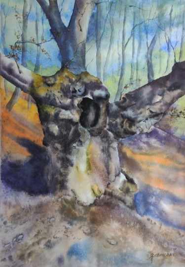 Painting titled "Forest monster." by Galina Yarovikova, Original Artwork, Watercolor