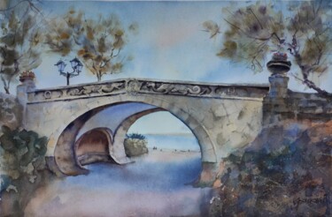Painting titled "Dragon bridge" by Galina Yarovikova, Original Artwork, Watercolor