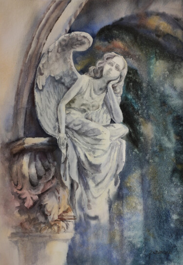 Pittura intitolato "Angel" da Galina Yarovikova, Opera d'arte originale, Acquarello