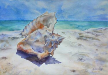 Pintura intitulada "Shell" por Galina Yarovikova, Obras de arte originais, Aquarela