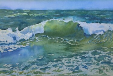Painting titled "Wave" by Galina Yarovikova, Original Artwork, Watercolor