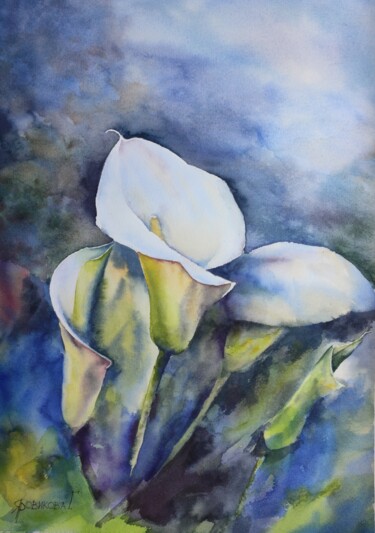 Painting titled "By the pond" by Galina Yarovikova, Original Artwork, Watercolor