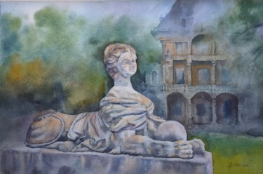 Painting titled "Massandra sphinx" by Galina Yarovikova, Original Artwork, Watercolor