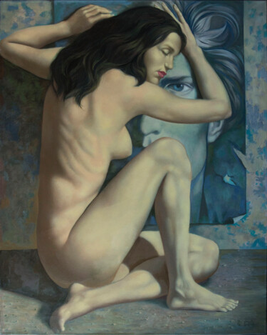 Painting titled "ONE-SIDE LOVE" by Yaroslav Kurbanov, Original Artwork, Oil Mounted on Wood Stretcher frame