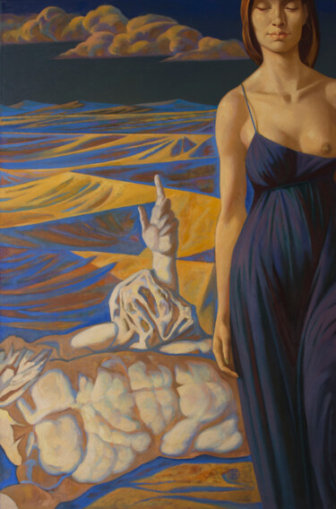 Painting titled "Judith" by Yaroslav Kurbanov, Original Artwork, Oil Mounted on Wood Stretcher frame