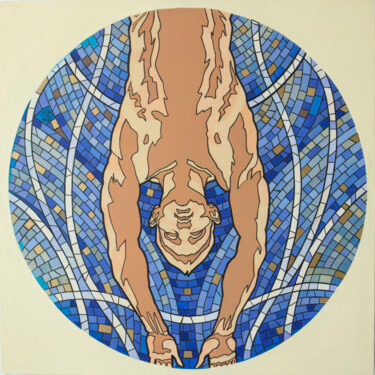 Картина под названием "JUMP" - Yaroslav Kurbanov, Подлинное произведение искусства, Акрил Установлен на Деревянная панель