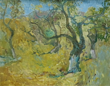 Peinture intitulée "garden sun" par Yaroslav Leonets, Œuvre d'art originale, Huile