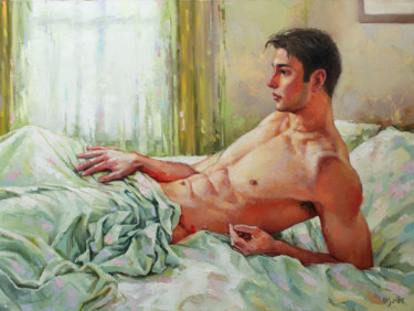 Painting titled "LUMIÈRE DU MATIN -…" by Yaroslav Sobol, Original Artwork, Oil Mounted on Wood Stretcher frame