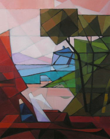 Ζωγραφική με τίτλο "Abstract landscape.…" από Yaroslav Sobol, Αυθεντικά έργα τέχνης, Λάδι