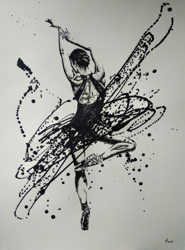 Malerei mit dem Titel "Ballerina №018" von Yaroslav Teslenko, Original-Kunstwerk, Acryl