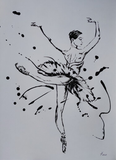 Painting titled "Ballerina №020" by Yaroslav Teslenko, Original Artwork, Acrylic