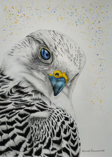 Painting titled "Falcon look" by Yaroslav Teslenko, Original Artwork, Acrylic