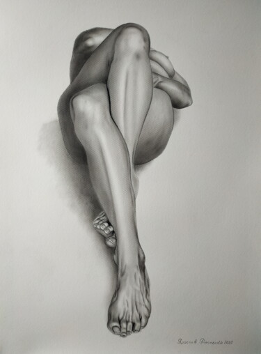 Drawing titled "Gentle Morning" by Yaroslav Teslenko, Original Artwork, Charcoal